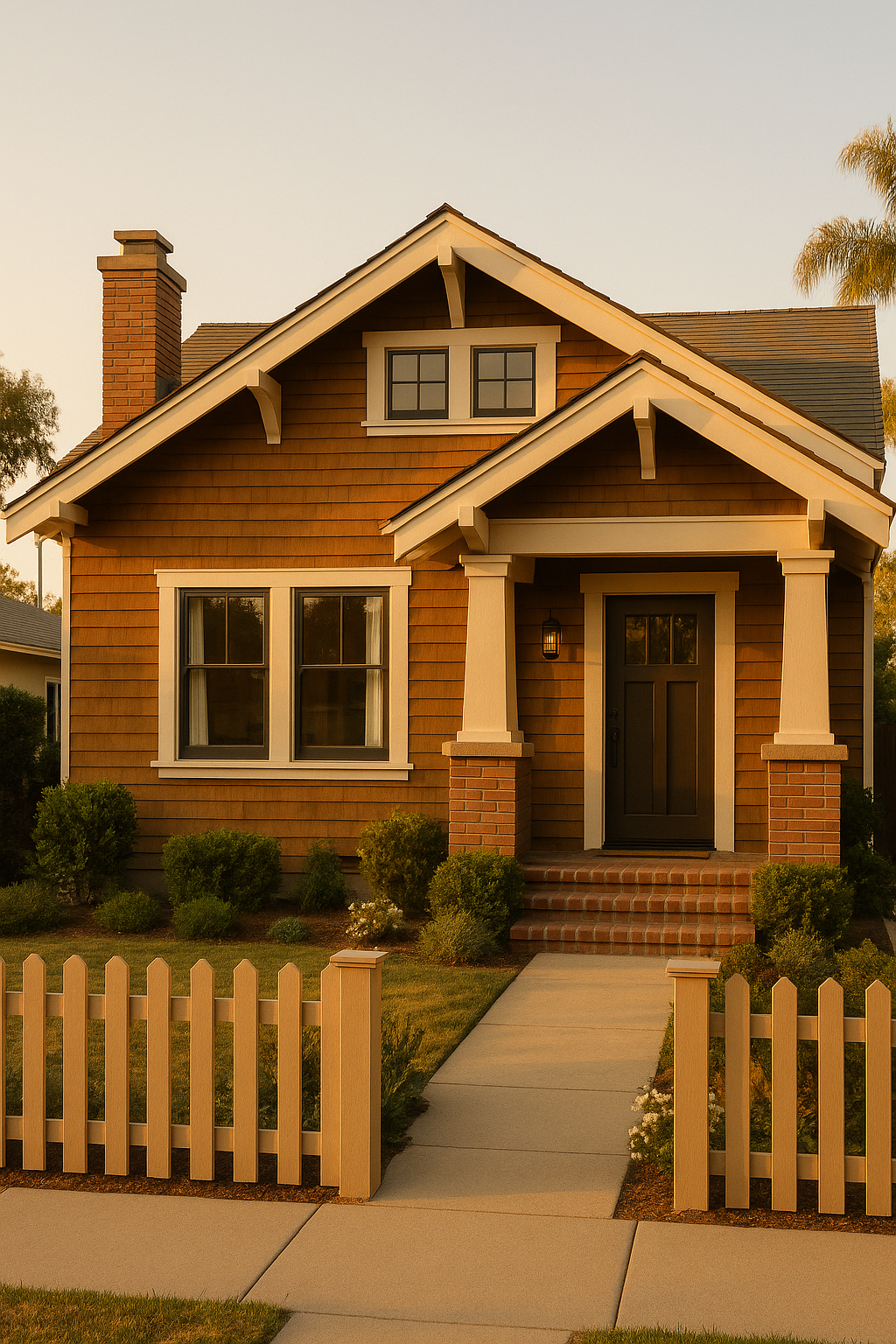 Costa Mesa cottage photographed at golden hour